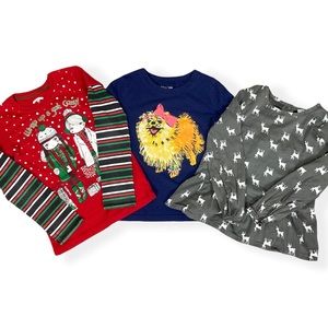Bundle of Long Sleeve Girl's Size 6-6x Shirts (Holiday, and Pomeranian Dog)